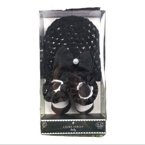 Laura Ashley Baby Black & White Cap & Socks Set